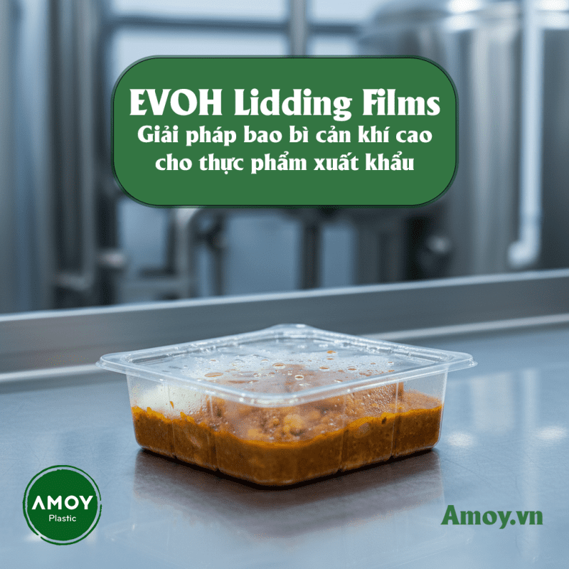 khay thực phẩm sẵn ăn với màng nắp EVOH trong suốt chịu nhiệt dùng trong đóng gói retort